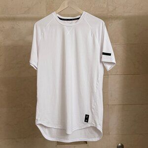 H&M Training gym sport white t-shirt, scallop longline curved hem, size M